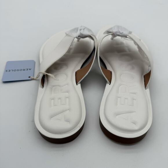 Aerosoles Galen Plush Flex Comfort White Faux Leather Sandals NWB 8 - Picture 3 of 5